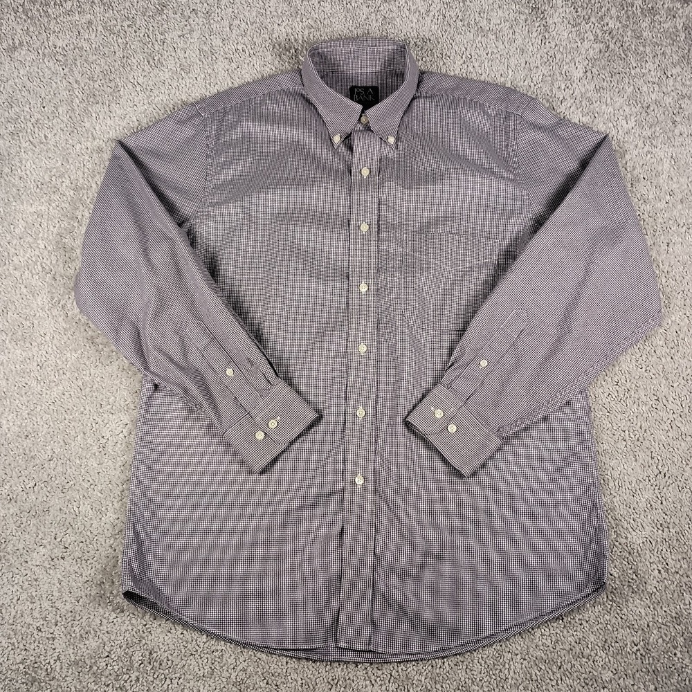 Jos A Bank L Travelers Collection Tailored Fit Purple Houndstooth Mens Shirt - Picture 2 of 9